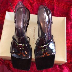 Never worn Enzo Angiolinj brown multijeweled heels